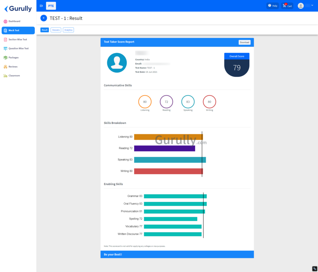 How Gurully Mock Tests Works & Way to avail Free PTE Mock Test