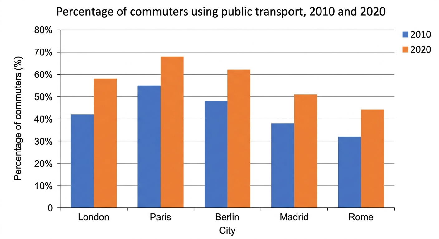 Percentage of commuters using public transport Question 7